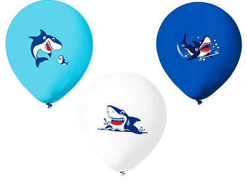 Köpek Balığı Temalı Baskılı Balon 10 Adet ürün görseli 1