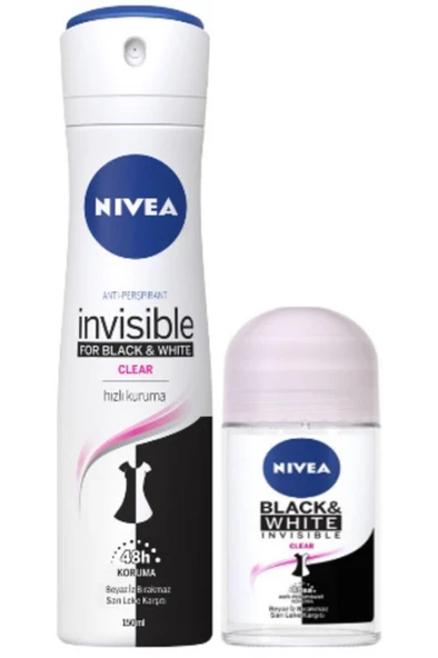 NIVEA Kadın Deodorant Invısıble B & W 150 Ml + Rolon 25 Ml Hediye ürün görseli 1