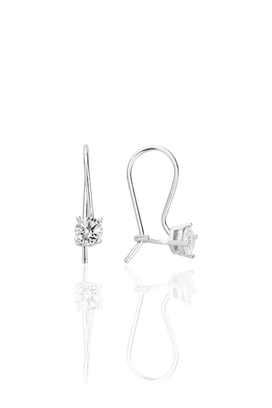 Gümüş rodyumlu zirkon taşlı pırlanta modeli çengelli 4 mm tektaş küpe SGTL12721RODAJ ürün görseli 1