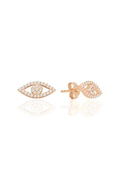 Gümüş rose zirkon taşlı ışıldayan göz küpe SGTL12716ROSE ürün görseli 1