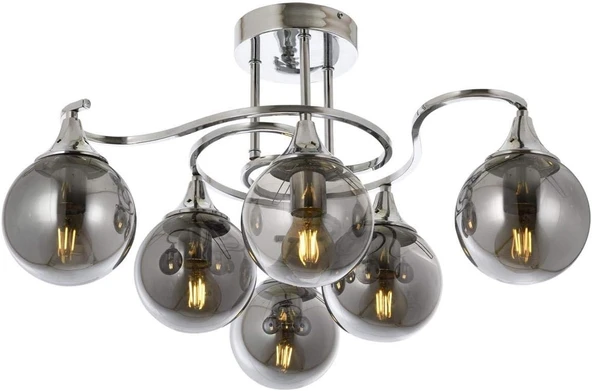 AVONNI AV-1761-6K Krom Kaplama Modern Avize E27 Metal Cam 60cm ürün görseli 1