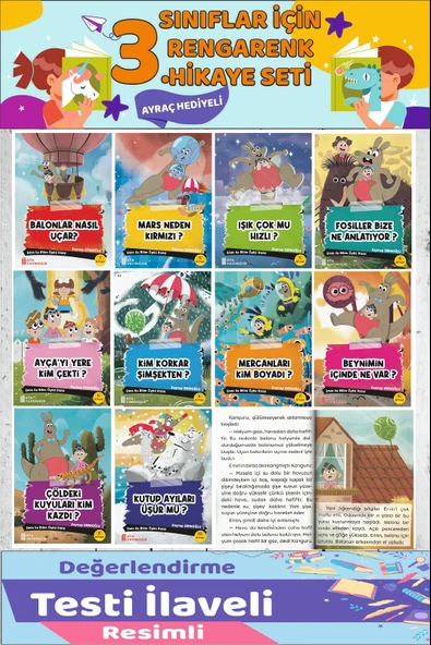 3.Sınıf Okumayı Sevdiren 10 lu Hikaye Seti 12 (64 sayfa) ürün görseli 1