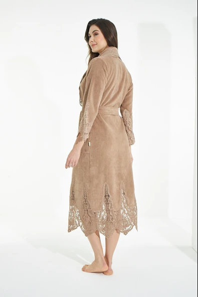 Dantelli Bambu Cotton Triga Bornoz - Resim 4