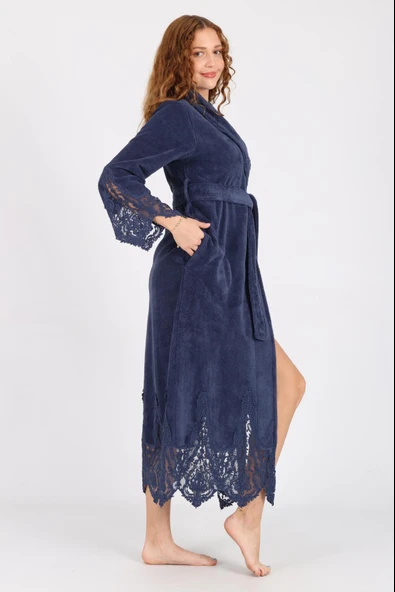 Dantelli Bambu Cotton Triga Bornoz - Resim 9