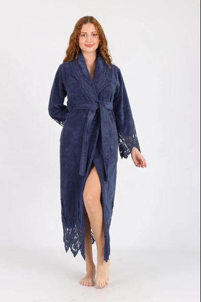Dantelli Bambu Cotton Triga Bornoz - Resim 7