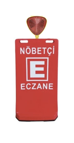 Flaşör Lambalı Eczane Baskılı Çift Yön Ultra Levhalı Reklam Dubası Kırmızı Renk 7.5 Kg ürün görseli 1