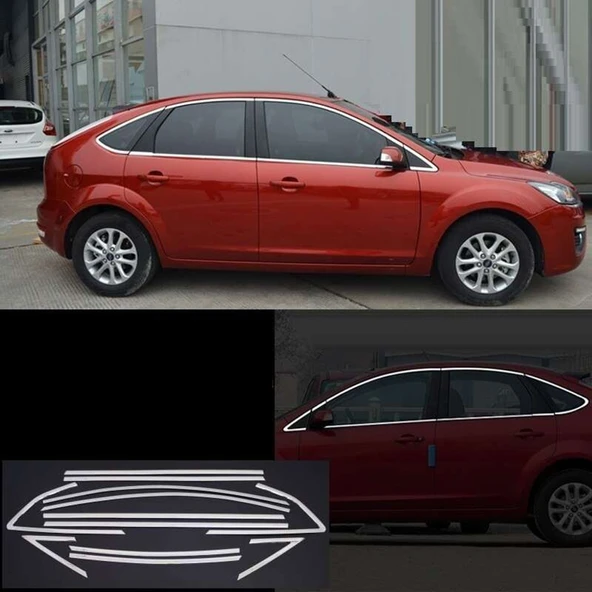 Ford Focus Uyumlu Hatchback 2005 2010 Cam Çıtası Krom ürün görseli 1