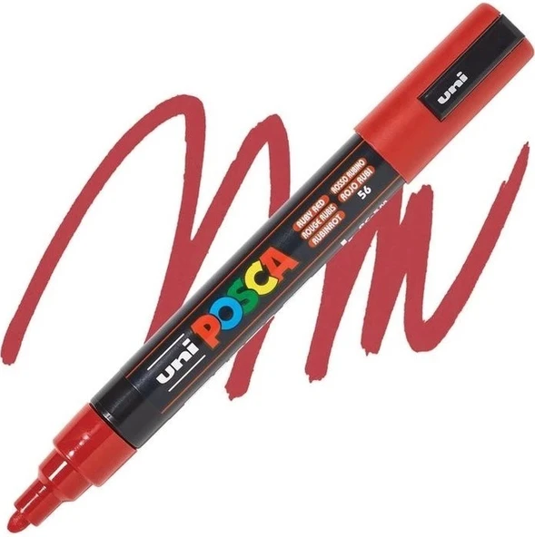 Uni Posca Su Bazlı Poster Marker Pc-5m 1.8-2.5 Yakut Kımızı 56 ürün görseli 1