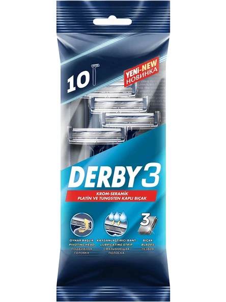 Derby 3 10'lu Poşet Tıraş Bıçağı 3 Bıçaklı (2 Paket) ürün görseli 1