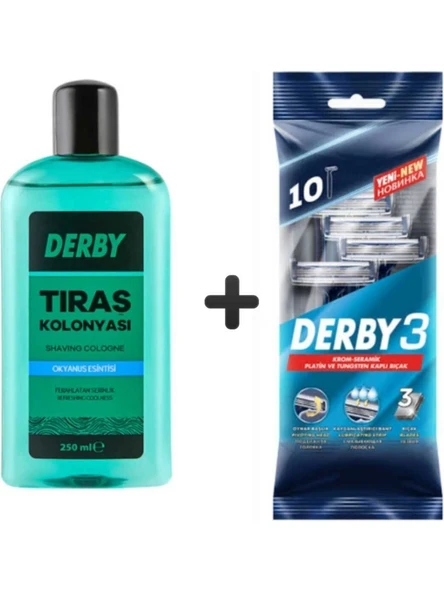 Derby 3 10'Lu Poşet + Tıraş Kolanyası Okyanus Esintisi 250 Ml (6 Paket) ürün görseli 1