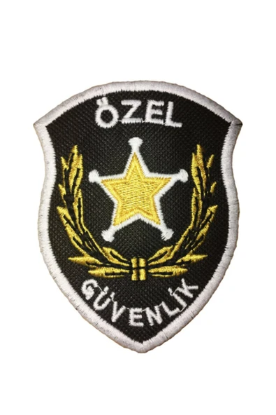 Özel Güvenlik Arması Defne Yapraklı Sarı Nakış Işleme Göğüs Arması (5'li Paket) ürün görseli 1