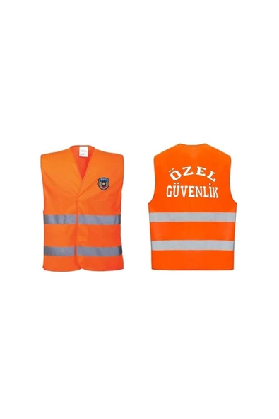 Özel Güvenlik Yazılı Ikaz Yeleği Reflektörlü Turuncu Renk ürün görseli 1