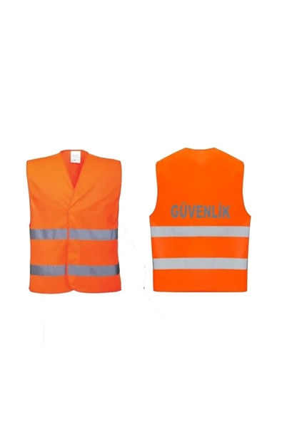 Güvenlik Yazılı Turuncu Renk Reflektörlü Ikaz Yeleği X 3 Adet ürün görseli 1