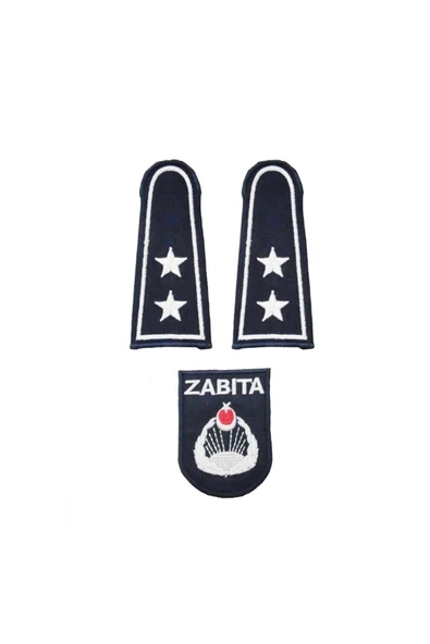 Zabıta Komiseri Omuz Apoleti Çerçeveli Zabıta Armalı Komiser  İKİ Yıldız + Defneli Göğüs Arması ürün görseli 1