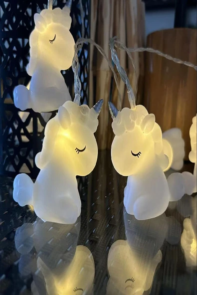 Unicorn Şekilli 10'lu LED Işık – Pilli, Dekoratif Bebek & Çocuk Odası Gece Lambası ürün görseli 1