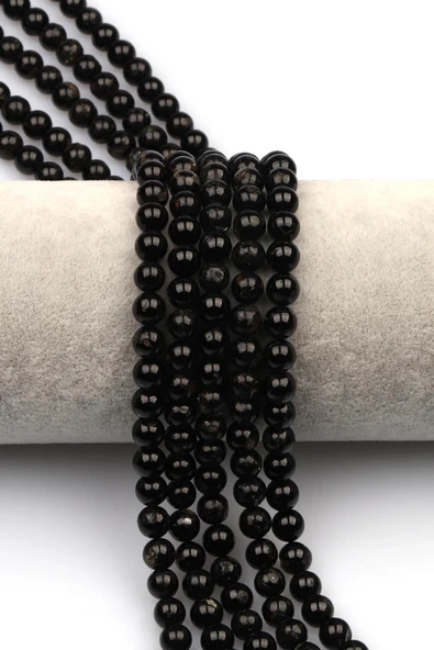 Siyah Turmalin (A Kalite) Doğal Taş Dizi 6 mm Küre Kesim ürün görseli 1