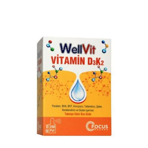 WellVit D3K2 Vitamin D3 ve Vitamin K2 Sprey 30ml ürün görseli 1