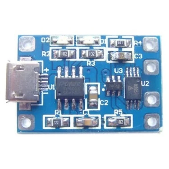 10 ADET LİTYUM PİL ŞARJ DEVRESİ MODÜLÜ TP4056 1A 18650 Lİ-İON BATTERY ürün görseli 1