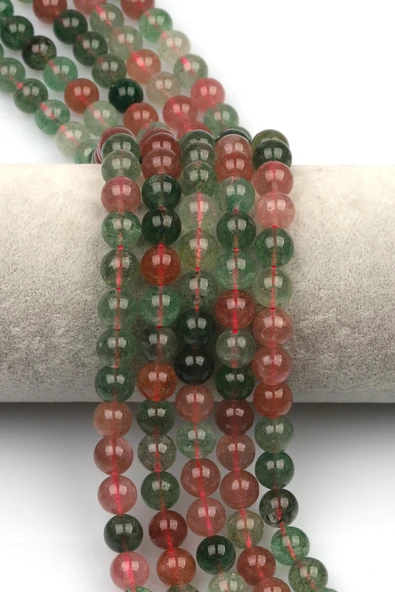 Çilek Kuvars (Green Kuvars) Doğal Taş Dizi 8 mm Küre Kesim ürün görseli 1
