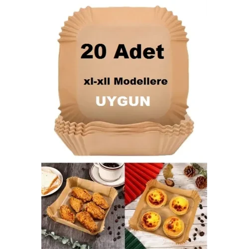 Büyük Boy Air Fryer Fritöz Pişirme Kağıdı 20 Adet ürün görseli 1