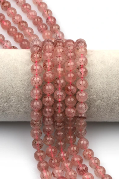 Çilek Kuvars Doğal Taş Dizi 8 mm Küre Kesim ürün görseli 1