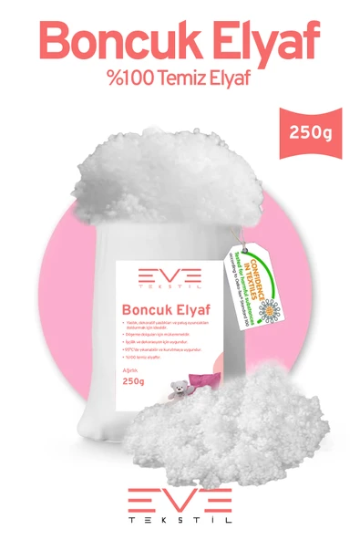 Yastık Yorgan Oyuncak Dolum Malzemesi Antialerjik Yapışmaz 1.Kalite %100 Temiz Boncuk Elyaf 250 Gr ürün görseli 1