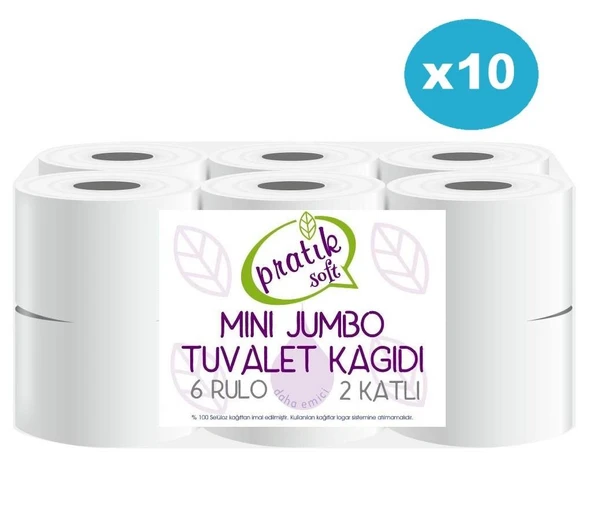 Pratiksoft 10 Koli Mini Jumbo Tuvalet Kağıdı 120 Rulo ürün görseli 1