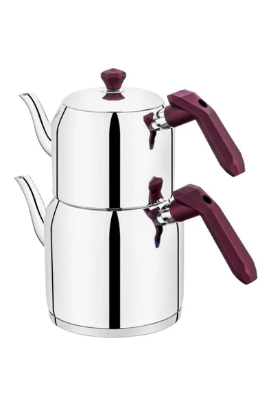 Özlife Gala Inox Mor Kulp Orta Boy Çaydanlık Takımı 122 ürün görseli 1