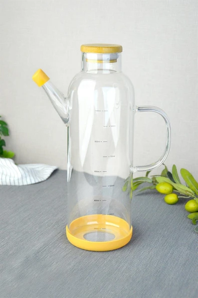 Paçi Alisa Bambu Kapaklı Silindir Borosilikat Yağlık - 1000 ml ürün görseli 1