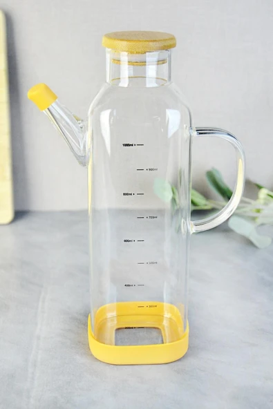 Paçi Alisa Bambu Kapaklı Kare Borosilikat Yağlık - 1000 ml ürün görseli 1