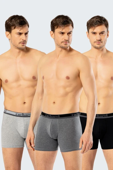 Cacharel Erkek Uzun Paçali 3'lü Boxer 1338/Siyah-Gri-Antrasit ürün görseli 1