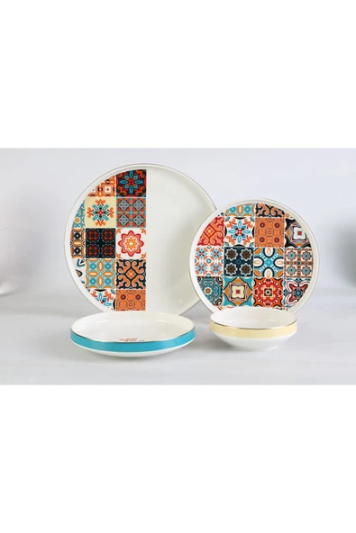 OMS 11157 - Peridot - 24 Parça, Otantik, Modern, Çağdaş Tasarımlı 1. Sınıf Porselen Yemek Takımı ürün görseli 1