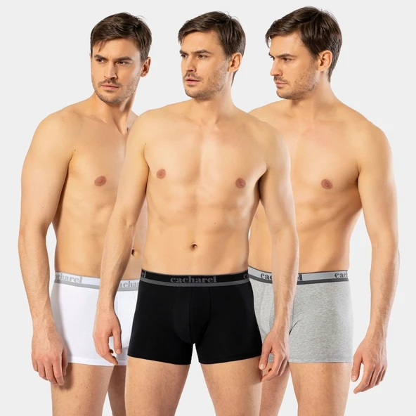 Cacharel Erkek 3'lü Boxer 1337/Beyaz-Gri-Siyah ürün görseli 1
