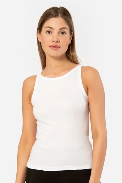 Kadin Halter Yaka Fitilli Atlet 3403/Beyaz ürün görseli 1