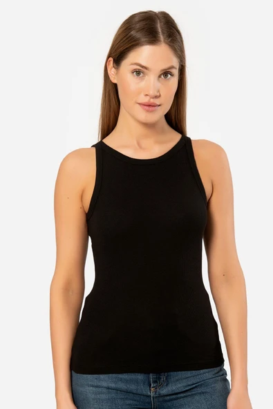 Kadin Halter Yaka Fitilli Atlet 3403/Siyah ürün görseli 1