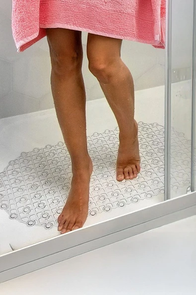 Banyo Paspası Şeffaf Silikon Kaymaz Vakumlu Duş Paspası ürün görseli 1
