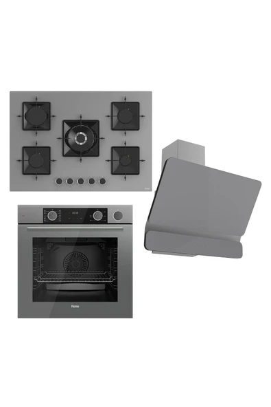 Ferre Steamart Ss Serisi Gri Set (ss038 Xe64cpr D082 ) -75'lik Seri Kare Emaye Izgara ürün görseli 1