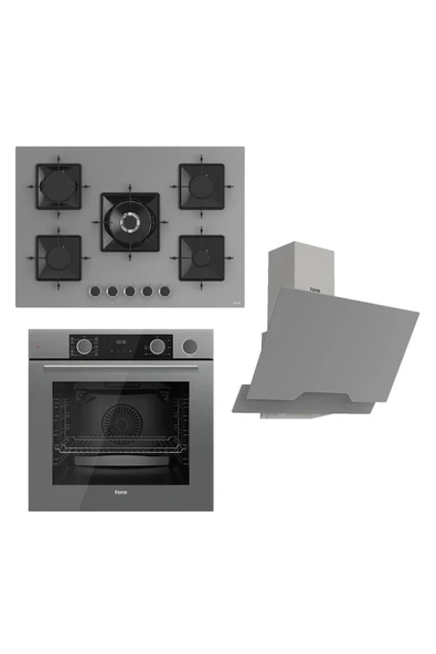 Ferre Steamart Ss Serisi Gri Set (ss038 Xe64cpr D065 ) -75'lik Seri Kare Emaye Izgara ürün görseli 1