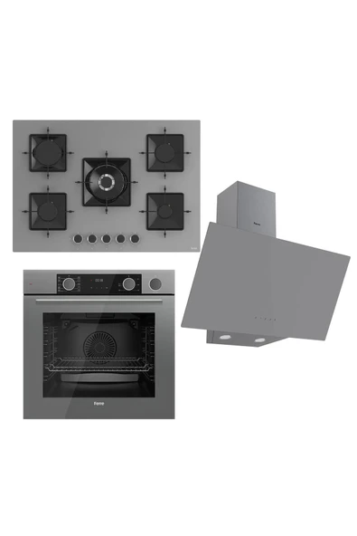 Ferre Steamart Ss Serisi Gri Set (ss038 Xe64cpr D079 ) -75'lik Seri Kare Emaye Izgara ürün görseli 1