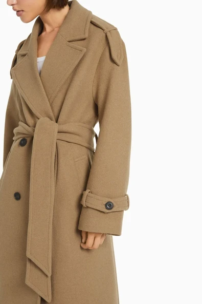 Bershka Yün Karışımlı Kaban - Resim 3
