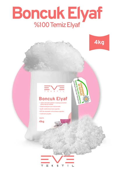 Yastık Yorgan Oyuncak Dolum Malzemesi Antialerjik Yapışmaz 1.Kalite %100 Temiz Boncuk Elyaf 4 Kg ürün görseli 1
