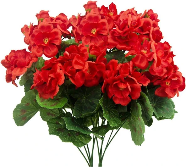 Nettenevime Yapay Çiçek Sardunya Demeti 40*25cm 1.Kalite KIRMIZI Koyu Balkon Çiçeği ürün görseli 1