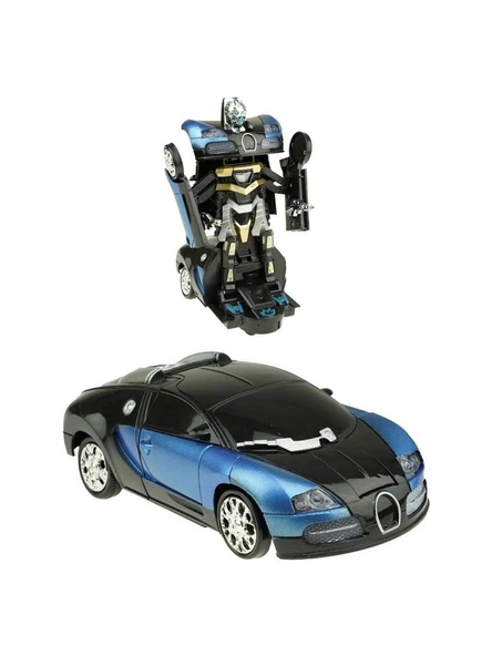 Robota Dönüşebilen Bugatti Araba Işıklı Sesli Müzikli Kendi Kendine Gezen Pilli Oyuncak 20 Cm. ürün görseli 1