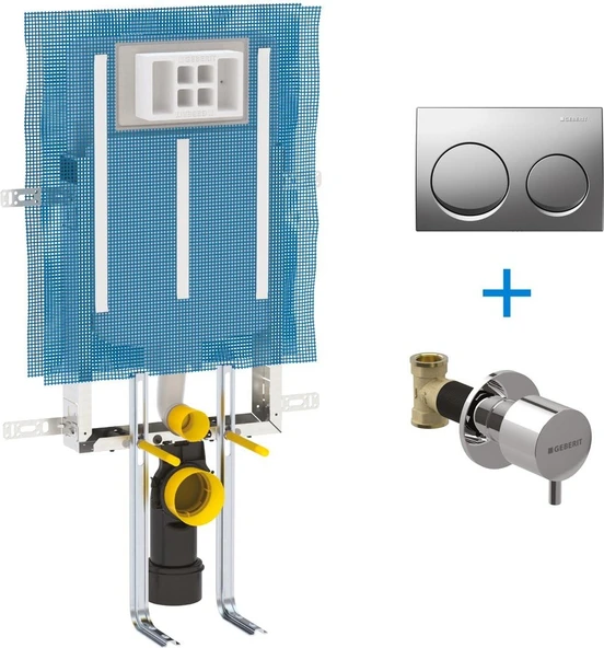 Geberit Alpha Kombifix Duvariçi Gömme Rezervuar Seti 8cm + Mat Krom Kapak ürün görseli 1