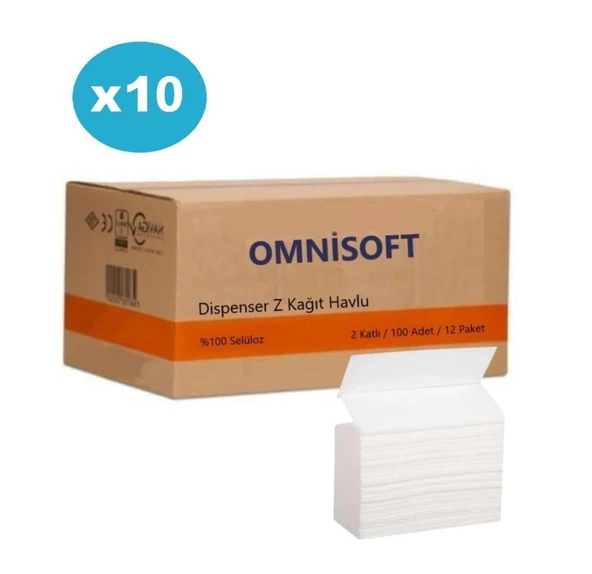 Omnisoft 10 Koli Z Katlı Dispenser Kağıt Havlu 100 x 120 Paket ürün görseli 1