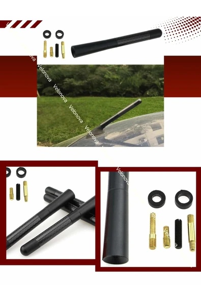 Velonova PEUGEOT 205 Uyumlu Alüminyum Karbon Fiber Oto Araç Anten Çubuğu Siyah ürün görseli 1