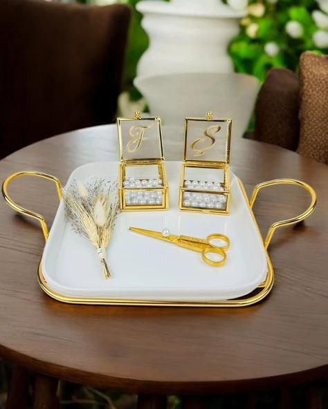 Endless Porselen Nişan Tepsisi  gold ürün görseli 1