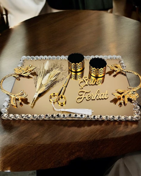Amour Söz Nişan Tepsisi  gold ürün görseli 1