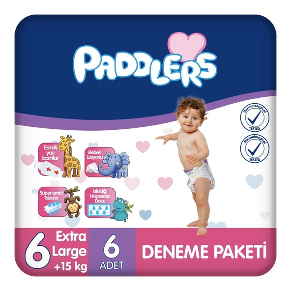 Paddlers Bebek Bezi 6 Numara X-Large 6 Adet (15+Kg) Deneme Paketi ürün görseli 1