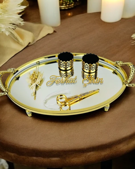 Infinity Gold Şık Söz Nişan Yüzük Tepsisi  BRONZ ürün görseli 1